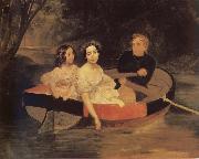 Karl Briullov Portrait of the artistand Baroness yekaterina meller-Zakomelskaya with her daughter in a boat Spain oil painting artist